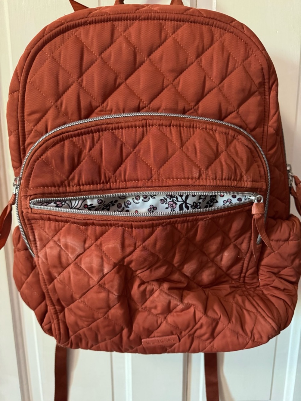 Vera Bradley Quilted Burnt Orange Backpack with Patterned Lining